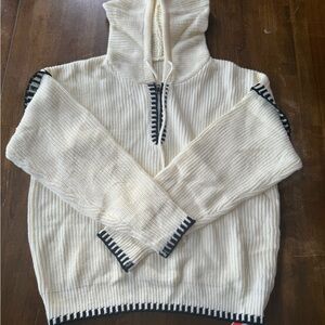 Cider Cream Knit Sweater with Black Trim